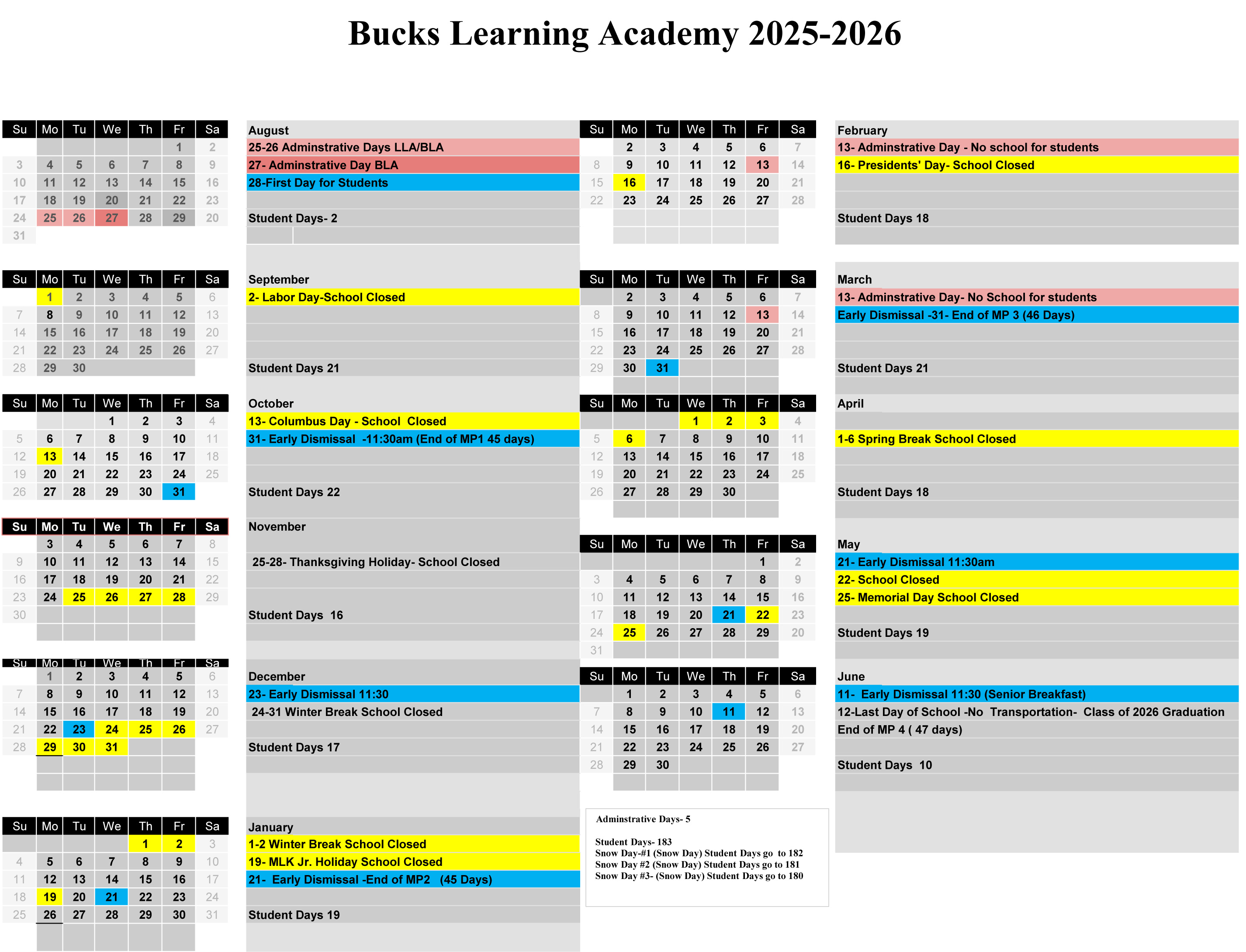 2024-2025 Calendar