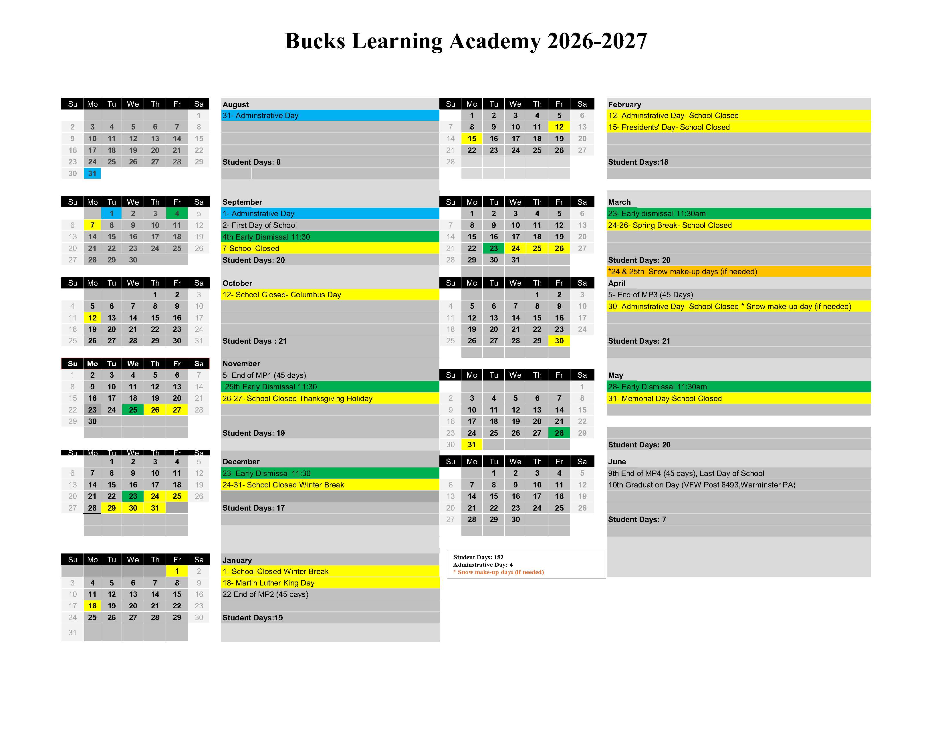 2026-2027 Calendar